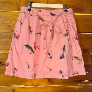 L.L. Bean Pink fly fishing Print knee length A-Line Skirt